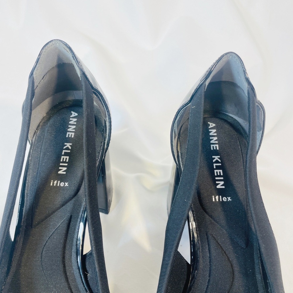 Anne Klein iFlex Pumps Women's 9 Black 3" Heel Pointed Toe Block Heel Cut Out - Picture 5 of 9